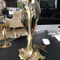 Grande lampe à pétrole en bronze doré Napoléon III dragon chimère