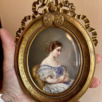 ERNEST GIRARD 1854 Exceptionnel Portrait Miniature Marie Sophie De Saint Priest