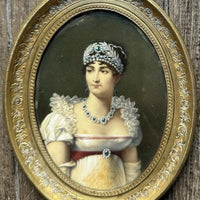 Tableau Ancien Miniature Portrait Impératrice Joséphine Sacre Napoléon Peinture