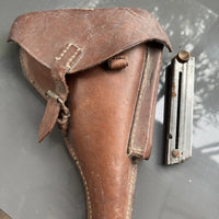 Etui Holster En Cuir Rigide Pour Luger P08 ( P 08 ) Brun Brown Ww2