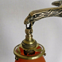 Lampe De Table Art Deco Nouveau Bronze Aigle Tulipe Pâte De Verre