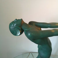 Max Le Verrier Grande Lampe "Clarté" 64 cm Art Déco signés