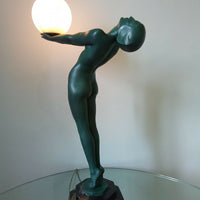 Max Le Verrier Grande Lampe "Clarté" 64 cm Art Déco signés