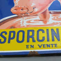 Plaque émaillée publicitaire OSPORCINE signée J.MOULON
