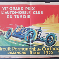 Ancienne affiche, Grand prix de l'automobile club Tunisie, Carthage
