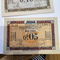 Lot Billets Bon Pour Régie Des Chemin De Fer Des Territoires Occupés Ancien