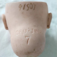 Authentique Tête De Poupée Bru Ancienne Biscuit Porcelaine Bouche Fermée