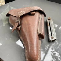 Etui Holster En Cuir Rigide Pour Luger P08 ( P 08 ) Brun Brown Ww2