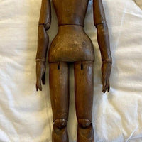 Ancien Mannequin D’artiste En Bois Articulé Sculpté Xix