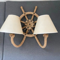 Audoux Minet Ancienne Paire D’appliques En Corde Barre Bateau Marine
