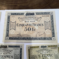 Lot Billets Bon Pour Régie Des Chemin De Fer Des Territoires Occupés Ancien