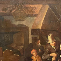 Tableau Ancien Flamand 17ème Scène de Taverne Auberge Peinture Cachet Cire Russe