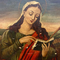 Ancien Tableau Sainte Anna École Veneto Dalmate 1600 Religieux Haute Époque