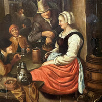 Tableau Ancien Flamand 17ème Scène de Taverne Auberge Peinture Cachet Cire Russe