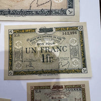 Lot Billets Bon Pour Régie Des Chemin De Fer Des Territoires Occupés Ancien