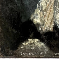 Tableau Ancien Signé « MANET » Portrait Femme Fleur Rose Édouard Peinture 19ème