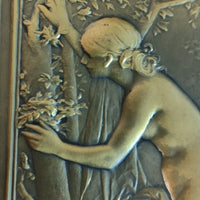 Médaille Bronze Art Nouveau Daniel Dupuis Le Nid Femme Nue