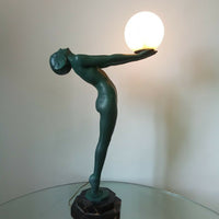 Max Le Verrier Grande Lampe "Clarté" 64 cm Art Déco signés