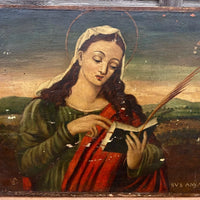 Ancien Tableau Sainte Anna École Veneto Dalmate 1600 Religieux Haute Époque