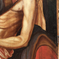 Tableau Primitif Ancien Renaissance Huile Religieux Déposition Christ Vierge