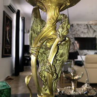 Grande lampe à pétrole en bronze doré Napoléon III dragon chimère