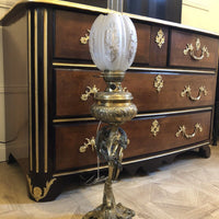 Grande lampe à pétrole en bronze doré Napoléon III dragon chimère