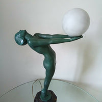 Max Le Verrier Grande Lampe "Clarté" 64 cm Art Déco signés