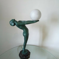 Max Le Verrier Grande Lampe "Clarté" 64 cm Art Déco signés
