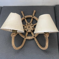 Audoux Minet Ancienne Paire D’appliques En Corde Barre Bateau Marine