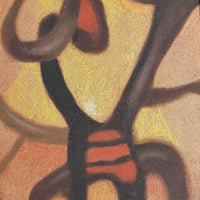 Ancien Petit Tableau Abstrait Signé Huile Sur Isorel