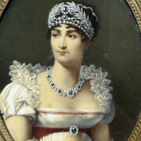 Tableau Ancien Miniature Portrait Impératrice Joséphine Sacre Napoléon Peinture