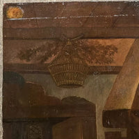 Tableau Ancien Flamand 17ème Scène de Taverne Auberge Peinture Cachet Cire Russe