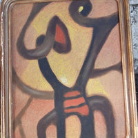 Ancien Petit Tableau Abstrait Signé Huile Sur Isorel