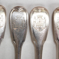 Lot De 12 Couverts Anciens Modèle Filets Armoriés En Argent Massif 18ème