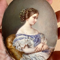 ERNEST GIRARD 1854 Exceptionnel Portrait Miniature Marie Sophie De Saint Priest