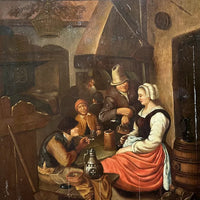 Tableau Ancien Flamand 17ème Scène de Taverne Auberge Peinture Cachet Cire Russe