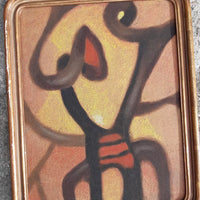 Ancien Petit Tableau Abstrait Signé Huile Sur Isorel