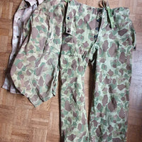 Ensemble HBT US veste + pant. réversible camouflé USMC Armée française Indochine