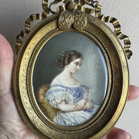 ERNEST GIRARD 1854 Exceptionnel Portrait Miniature Marie Sophie De Saint Priest