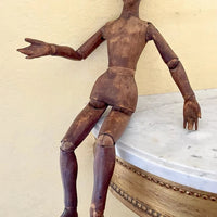 Ancien Mannequin D’artiste En Bois Articulé Sculpté Xix